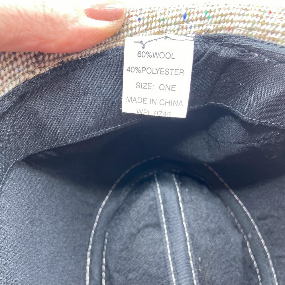 Tweed Fedora Hat Light Brown‎ with Faux Leather Skinny Band - Picture 8 of 12